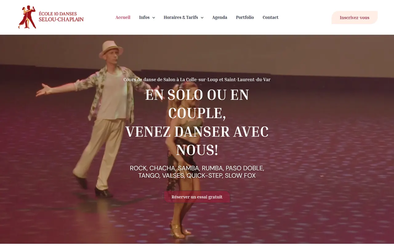 Site internet de École 10 Danses, réalisé par Devmiweb