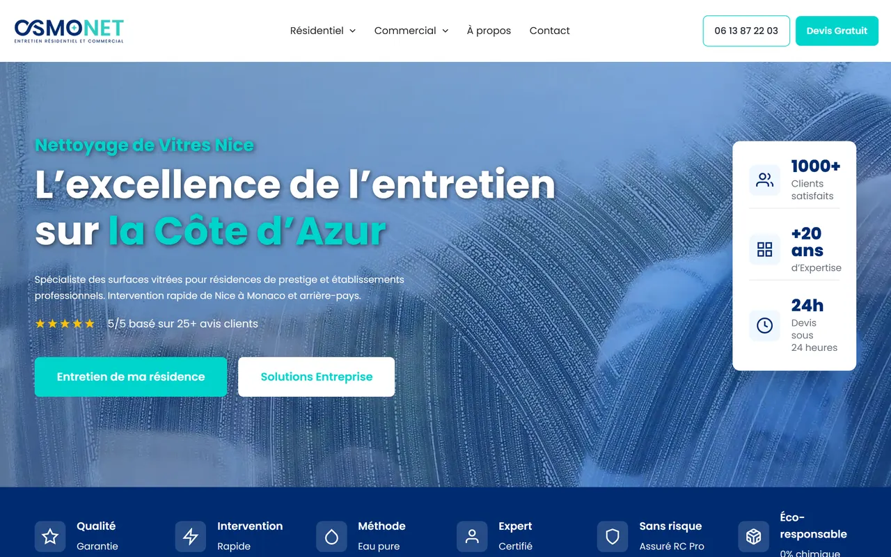 Site internet de Osmonet, réalisé par Devmiweb