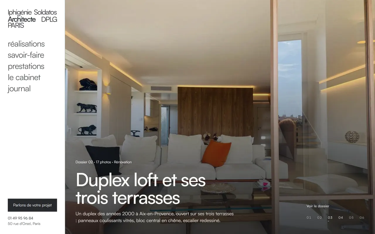 Site internet de Iphigénie Soldatos, réalisé par Devmiweb