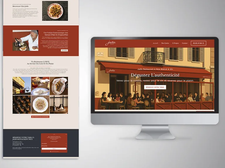 Site internet restaurant nice Jadis Création site internet
