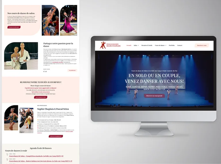 Réalisation Devmiweb : site internet créé pour une école des 10 danses à Nice, interface professionnelle et moderne