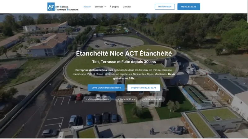 Site internet ACT Étanchéité — Artisan BTP Nice