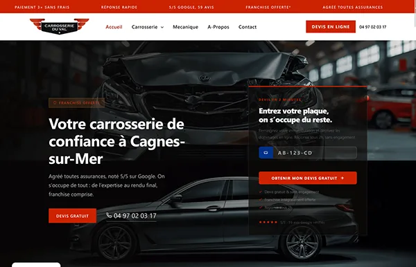 Site internet Carrosserie Duval Nice