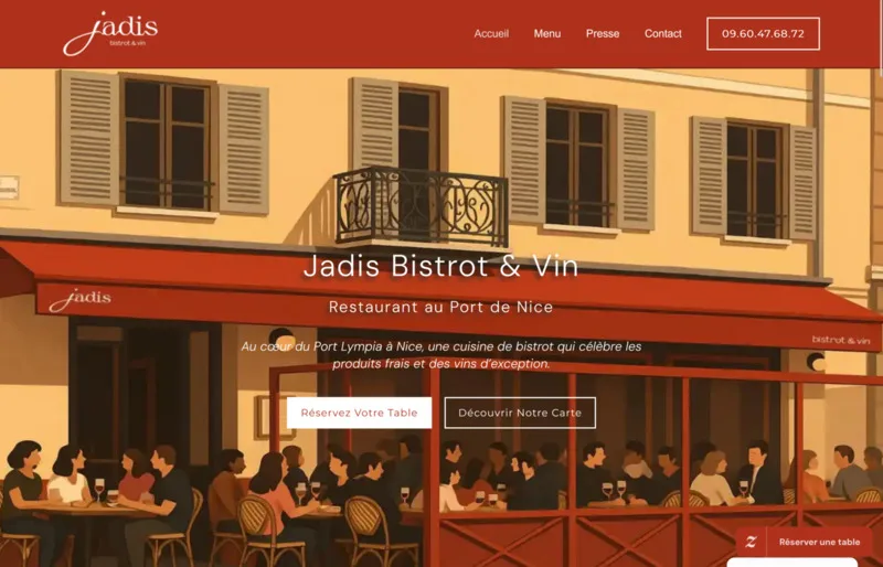 Site internet Jadis Bistrot & Vin — Restaurant Nice
