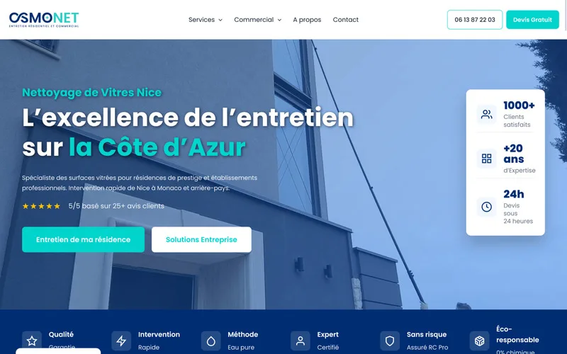 Site internet Osmonet — Nettoyage de vitres Nice