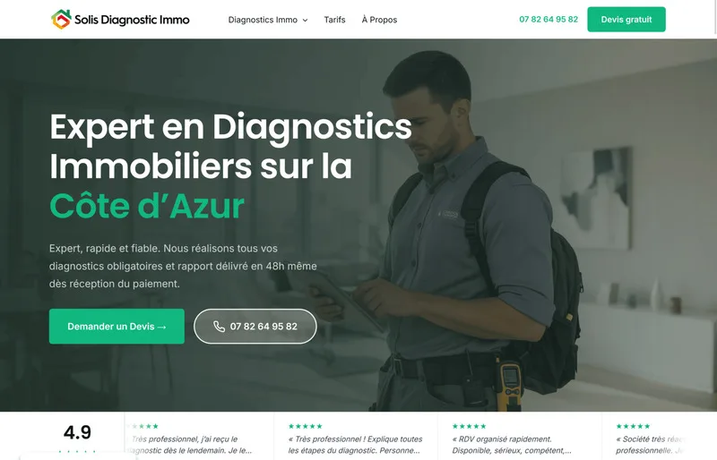 Site internet Solis Diagnostic — Diagnostiqueur immobilier
