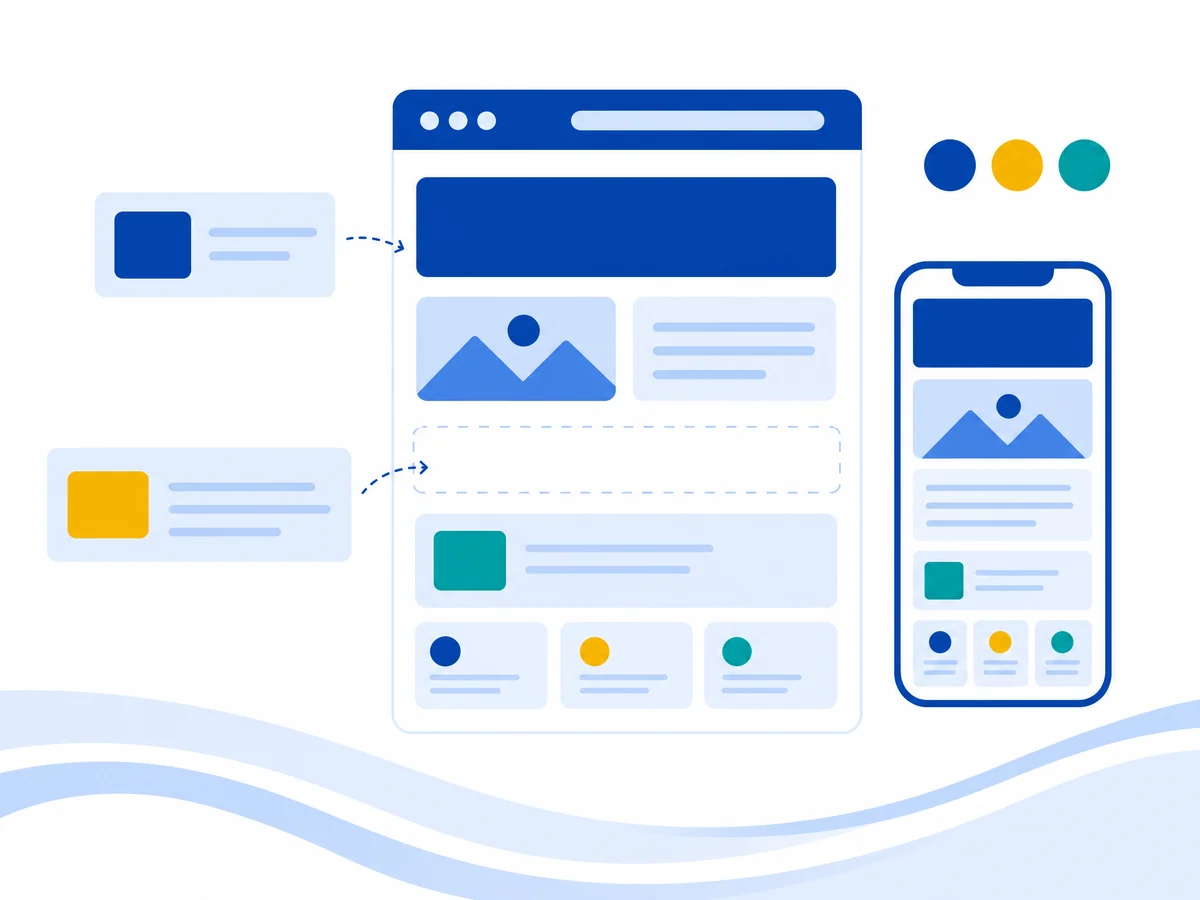Un site en cours d'assemblage, en version ordinateur et en version mobile