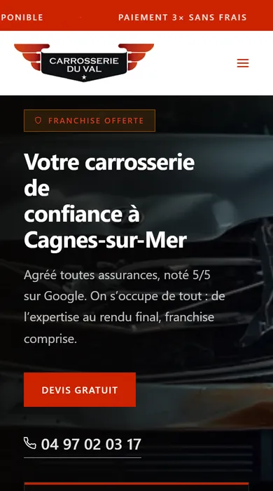 Site de Carrosserie du Val sur téléphone