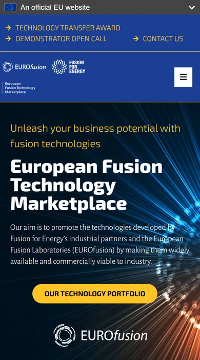 Site de European Fusion Technology sur téléphone