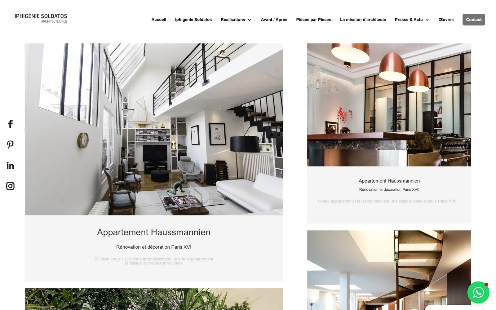 Site internet d'Iphigénie Soldatos, architecte DPLG à Paris Montmartre, réalisé par Devmiweb