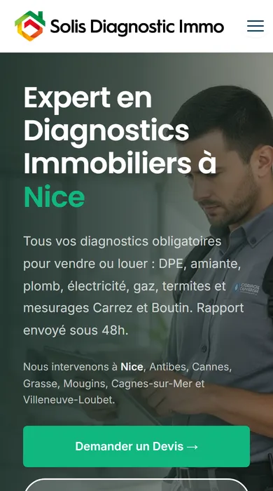 Site de Solis Diagnostic sur téléphone